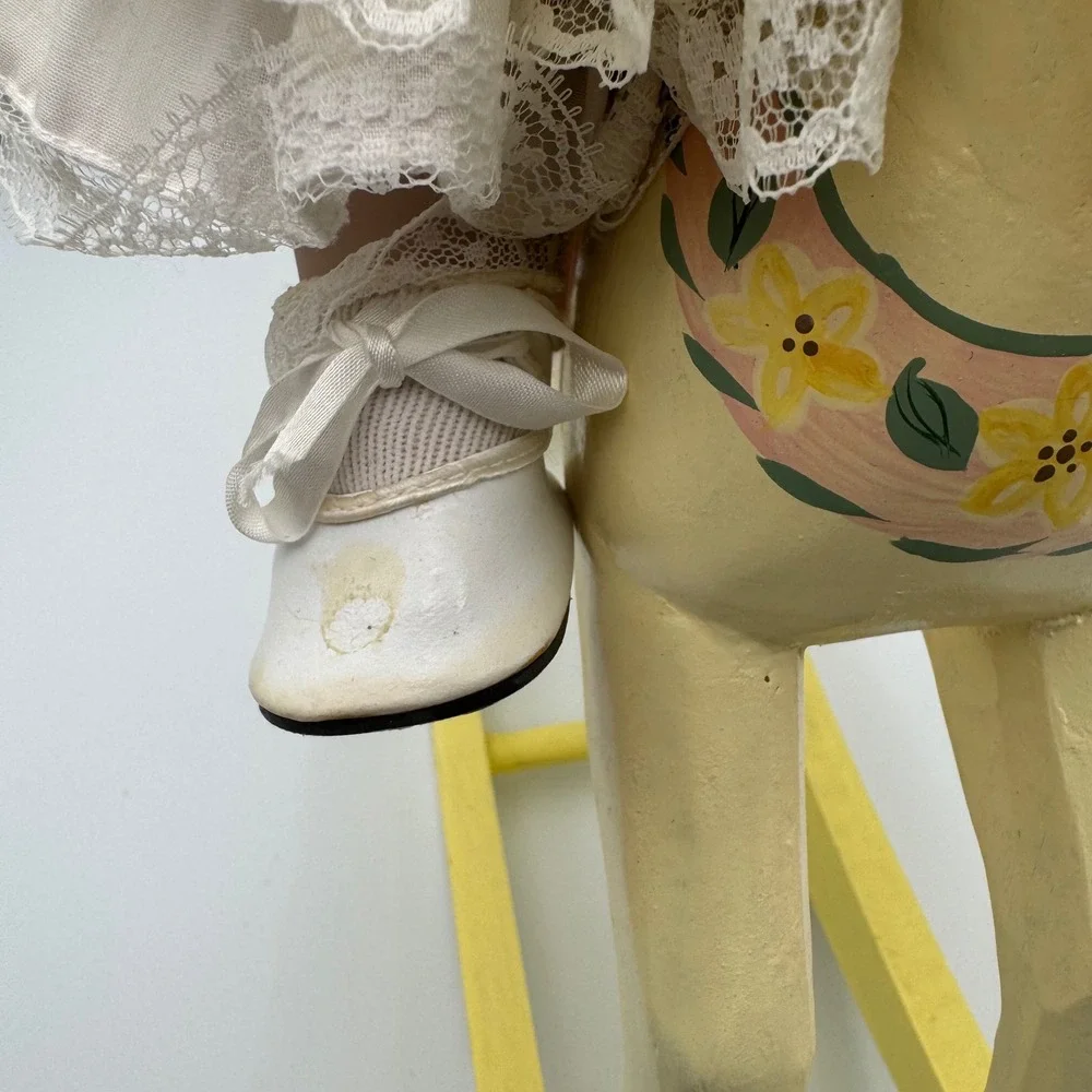 Lee Middleton Missy Buttercup Porcelain Doll Red Hair Yellow Dress Rocking Horse
